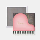 Rose Pink Grand Piano Individuelle Name oder Textm Magnet (Vorderseite/Rückseite)