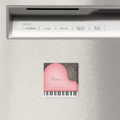 Rose Pink Grand Piano Individuelle Name oder Textm Magnet (In Situ (Geschirrspüler))