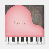 Rose Pink Grand Piano Individuelle Name oder Textm Magnet (Vorne)