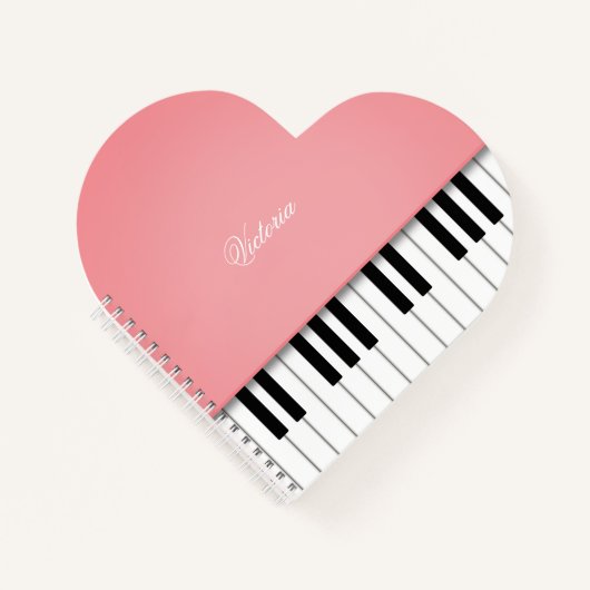 Rose Pink Grand Piano Musik Tastatur Personalisier Notizblock (Vorderseite)