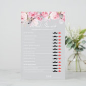 Rose Pink Gray Bridal Shower Game He Said She Said (Stehend Vorderseite)