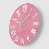 Rose Pink Gray Silver Glitter Metal Roman Numers Große Wanduhr (Winkel)