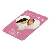Rose Pink Heart Foto Hochzeit Speichern Sie das Da Magnet (Linke Seite)