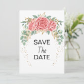 Rose Pink Hochzeit Save the Date Minimalistisch Einladung (Stehend Vorderseite)