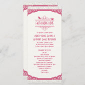 Rose Pink Ivory Lace Birds Hochzeitsprogramm Programm (Vorne/Hinten)