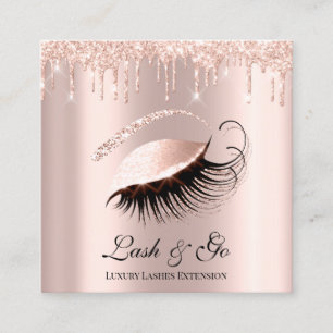Rose Pink Makeup Artist Lash Extension Tropfen Blu Quadratische Visitenkarte
