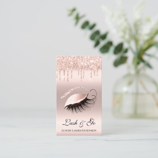 Rose Pink Makeup Artist Lash Extension Tropfen Blu Visitenkarte (Stehend Vorderseite)