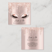 Rose Pink Makeup Artist Lashes Tropfen Quadratische Visitenkarte (Vorne/Hinten)