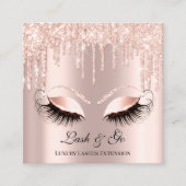 Rose Pink Makeup Artist Lashes Tropfen Quadratische Visitenkarte (Vorderseite)