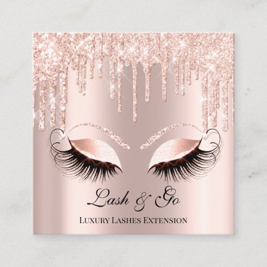 Rose Pink Makeup Artist Lashes Tropfen Quadratische Visitenkarte (Vorderseite)