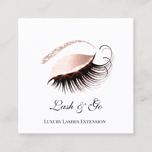 Rose Pink Makeup Artist Lashes Weiß Quadratische Visitenkarte (Vorderseite)