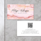 Rose Pink Marble Luxe Ästhetik QR Code Visitenkarte