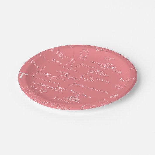 Rose Pink Math Equations and Formeln Pappteller (Schrägansicht)