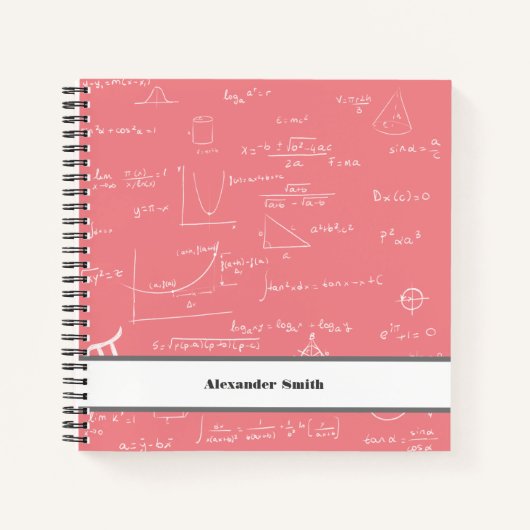 Rose Pink Math Equations Graphics and Formeln Notizblock (Vorderseite)