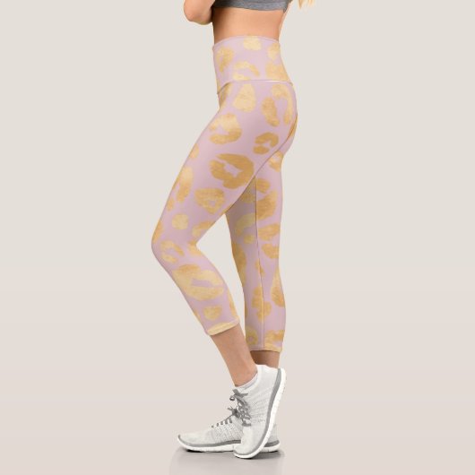 Rose Pink & Metallic Goldkäse Capri Leggings (Links)