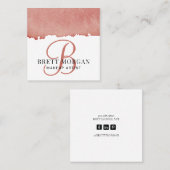Rose Pink Monogram Makeup Artist Quadratische Visitenkarte (Vorne/Hinten)