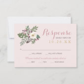 Rose Pink Moody Floral Boho Hochzeit RSVP Karte (Vorderseite)