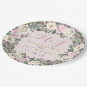 Rose Pink Moody Floral Boho Wedding Monogram Pappteller (Schrägansicht)