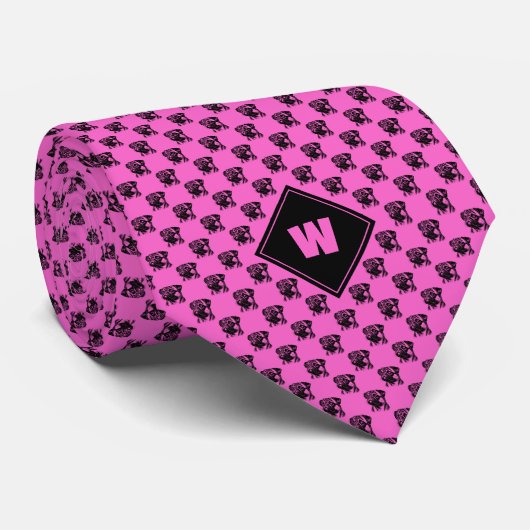 Rose Pink Mops Muster Krawatte (Gerollt)