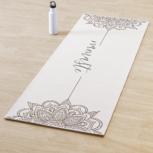 Rose Pink Namaste Mandala White Yoga Mat Yogamatte