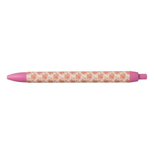 rose pink orange floral pattern wedding spring kugelschreiber (Vorderseite)