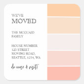 Rose Pink Peach Ankündigung Quadratischer Aufkleber (Vorderseite)