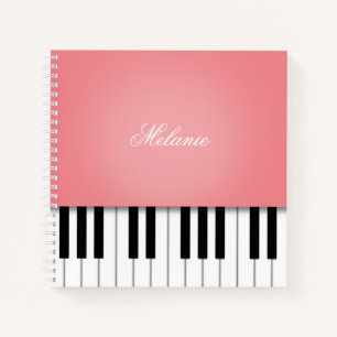 Rose Pink Piano Musik Tastatur Personalisiert Notizblock