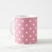 Rose Pink Polka Dot Kaffee Tasse Vorlage (Vorderseite Links)