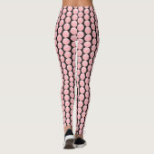 Rose-Pink-Polka-Punkte auf schwarz Leggings (Rückseite)