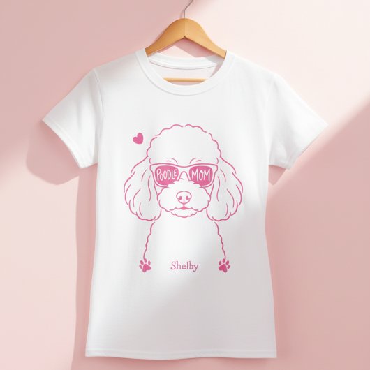 Rose Pink Poodle Tee | Personalized Dog Mom Gift