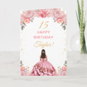 Rose Pink Princess Floral Happy Geburtstag Karte (Vorderseite)