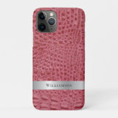 Rose Pink Reptile Digitales Leder Silbermetall Case-Mate iPhone Hülle (Rückseite)