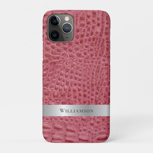 Rose Pink Reptile Digitales Leder Silbermetall Case-Mate iPhone Hülle (Rückseite)