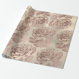 Rose Pink Rose Gold Metallische Sepia Linde Geschenkpapier