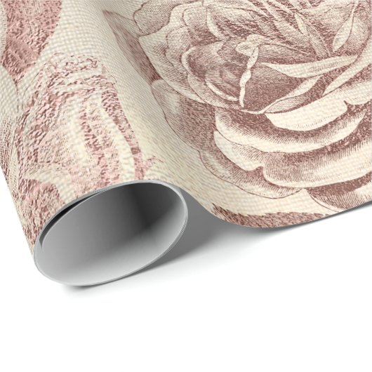 Rose Pink Rose Gold Metallische Sepia Linde Geschenkpapier (Rolleneckpunkt)