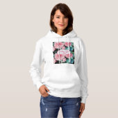 Rose Pink Roses floral Follow Your Joy Pattern Hoodie (Vorne ganz)