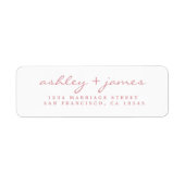 Rose Pink Script Elegant Hochzeit Rücksendeadresse (Vorne)