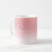 Rose Pink Shimmer Glitzer Girl Mit Monogramm Kaffeetasse (Vorderseite Links)