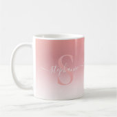 Rose Pink Shimmer Glitzer Girl Mit Monogramm Kaffeetasse (Links)