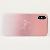 Rose Pink Shimmer Glitzer Sparkline Mit Monogramm Case-Mate iPhone Hülle (Rückseite (Horizontal))