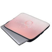 Rose Pink Shimmer Glitzer Sparkline Mit Monogramm Laptopschutzhülle (Vorne Knopf)
