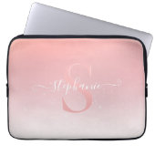 Rose Pink Shimmer Glitzer Sparkline Mit Monogramm Laptopschutzhülle (Vorderseite)