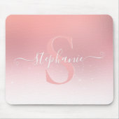 Rose Pink Shimmer Glitzer Sparkline Mit Monogramm Mousepad (Vorne)