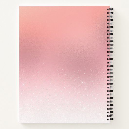 Rose Pink Shimmer Glitzer Sparkline Mit Monogramm Notizblock (Rückseite)