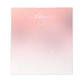 Rose Pink Shimmer Glitzer Sparkline Mit Monogramm Notizblock (Vorderseite)