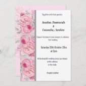 Rose PINK SILVER TRIM WEISSE WEDD Einladung (Vorne/Hinten)
