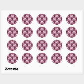 Rose Pink Square und Diamond Harlequin Muster Runder Aufkleber (Blatt)