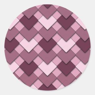 Rose Pink Square und Diamond Harlequin Muster Runder Aufkleber