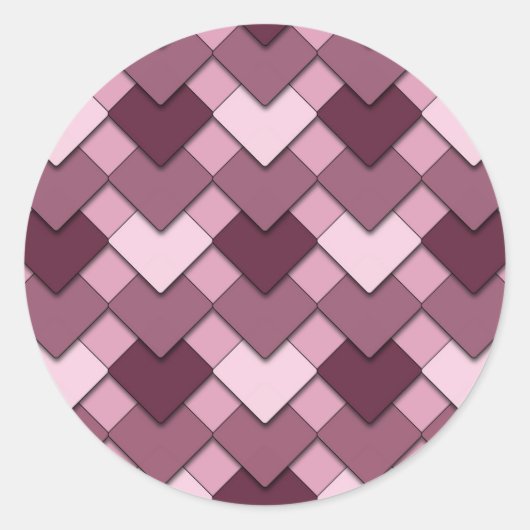Rose Pink Square und Diamond Harlequin Muster Runder Aufkleber (Vorderseite)