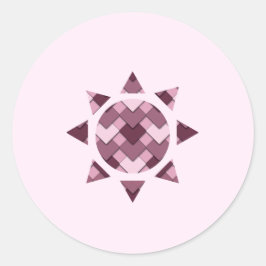 Rose Pink Square und Diamond Harlequin Sun Runder Aufkleber